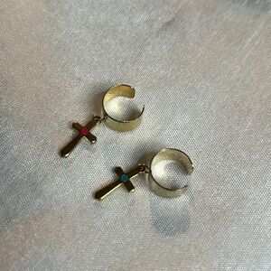 MATCHING BFF GOLD PLATED CROSS EAR CUFFS
